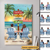 Beach Landscape Couple Back View Sitting Personalized Vertical Poster