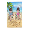 Summer Doll Couple Sitting Personalized Beach Towel