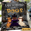 Halloween Better With Dogs Woman & Dog Back View Personalized Fleece Blanket