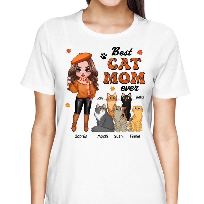 Fall Season Standing Doll Cat Mom Personalized Shirt