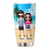 Summer Doll Couple Standing On The Beach Personalized Tumbler