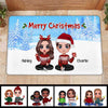 Christmas Doll Couple Sitting Welcome Personalized Doormat