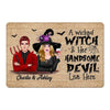 Halloween Pretty Wicked Witch & Handsome Devil Live Here Personalized Doormat