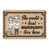 World‘s Best Grandparents Live Here Caricature Couple Personalized Doormat