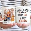 A Girl Loves Fall Season And Cats Personalized Mug