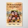 Family Sitting On Fall Season Truck Personalized Vertical Poster