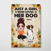 Sunflowers Old Paper Girl Loves Dogs Personalized Vertical Poster