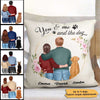 Couple And Dog Wreath Family Gift Personalized Pillow (Insert Included)