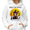 Crazy Cat Witch Halloween Moon Personalized Shirt