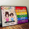 Half Wood Texture LGBT Couple Doll Styles Personalized Horizontal Poster