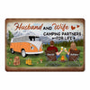 Camping Couple Back View Retro Personalized Doormat