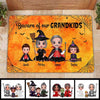 Halloween Beware Of Our Grandkids Personalized Doormat