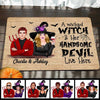 Halloween Pretty Wicked Witch & Handsome Devil Live Here Personalized Doormat
