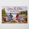 Back View Couple Sitting Lake View Landscape Personalized Horizontal Poster