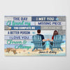 Blue Texture Couple Back View Sitting Personalized Horizontal Poster