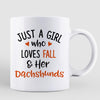 Fall Season Doll Girl Loves Her Dachshund Personalized Mug