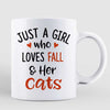 A Girl Loves Fall Season And Cats Personalized Mug