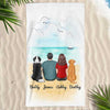 Couple At Beach With Dogs Personalized Beach Towel