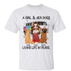 Hippie Girl & Cute Sitting Dog Living Life In Peace Personalized Shirt