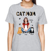 Cat Mom Pattern Real Woman Sitting With Fluffy Cat Personalized Shirt