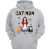 Cat Mom Pattern Real Woman Sitting With Fluffy Cat Personalized Shirt