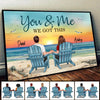 Back View Couple Sitting Sunset Beach Landscape You & Me We Got This Personalized Horizontal Poster