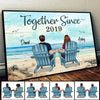 Back View Couple Sitting Beach Landscape Together Since Personalized Horizontal Poster