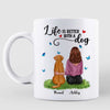 Butterflies Life Is Better With A Dog Woman Sitting Back View Personalized Mug