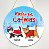 Meowy Catmas Fluffy Cat In Winter Christmas Personalized Door Hanger Sign