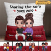 Doll Couple Sharing Sofa Personalized Pillow (Insert Included)