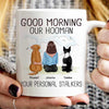 Good Morning My Hooman Woman & Dog Back View Personalized Mug