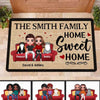 Doll Couple And Cats Sitting On Couch Home Sweet Home Personalized Doormat