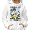 Vintage Beach Landscape Husband & Wife Drinking Buddies For Life Personalized Shirt