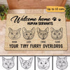 Welcome Home Human Servant Furry Overlord Cat Head Outline Personalized Doormat