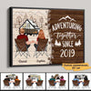 Camping Couple Back View Wood Texture Personalized Horizontal Poster