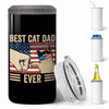 Best Cat Dad Ever Nation Flag Tumbler - 4 In 1 Can Cooler Holds All Can And Bottles - Christmas Gift For Cat Dad