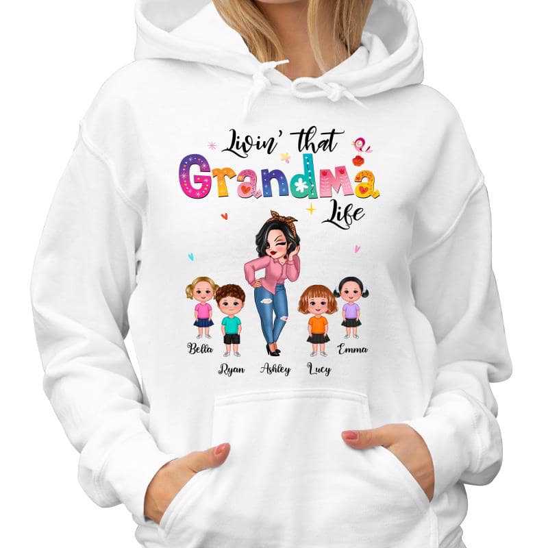 Living That Grandma Life Pretty Girl - Personalized Shirt - Gift For Grandma, Mom