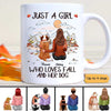 Girl Loves Fall & Her Dog Back View Personalized Mug