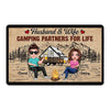 Outline Background Doll Couple Camping Personalized Doormat