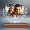 Couple Custom Photo Heart On Hands Personalized Custom Shaped Acrylic Plaque With LED Night Light