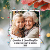 Custom Photo Christmas Light Strings Frame Grandma & Grandkid Christmas Gift For Granddaughter Grandson Personalized Acrylic Ornament