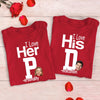 Couple Funny Valentine‘s Day Gift I Love Her P I Love His D Photo Personalized Matching Shirts [Set of 2 Shirts]