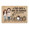 The Cats Are In Charge Caricature Couple Personalized Doormat