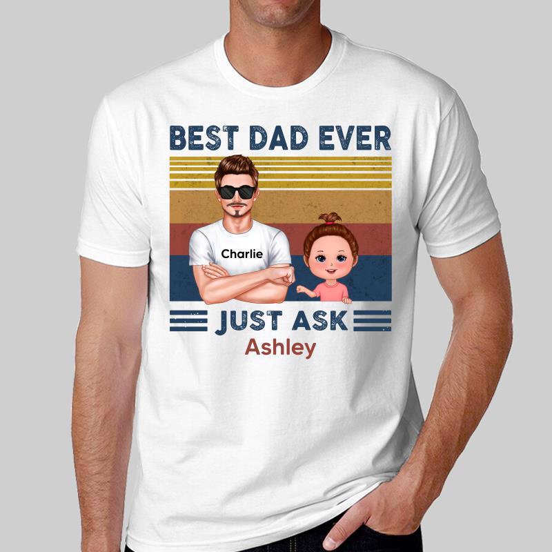 Fist Bump Dad And Son Daughter Best Dad Ever Retro Real Man Father's Day Gift For Dad Daddy Personalized Shirt