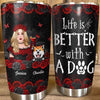 Dog Mom With Skull Mask Roses Costume Personalized Tumbler