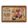 Crazy Cat Lady Grumpy Old Man Fall Season Personalized Doormat