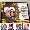 Doll Mother And Daughter Sunflower Wooden Personalized Horizontal Poster