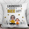 Reason To Bee Happy Doll Grandma And Grandkids Sitting Personalized Pillow (Insert Included)