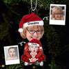 Grandma & Grandkid Custom Face Photo Christmas Gift For Granddaughter Grandson Personalized Acrylic Ornament