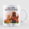 Girl And Dog Sitting In Pumpkin Patch Fall Season Personalized Mug